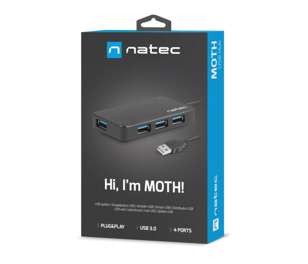 Natec HUB USB 3.0 MOTH 4-PORTY CZARNY - 1470226 - zdjęcie 3